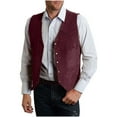 thumbnail image 1 of purcolt Men's Suede Leather Vest Vintage Cowboy Style Sleeveless Jacket Slim Fit Wedding Waistcoats, 1 of 5