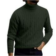 PURCOLT Men's Turtleneck Pullover Sweaters Cable Knit Long Sleeve Solid Fall Winter Warm Twisted Sweaters