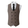 thumbnail image 1 of purcolt Men's Tweed Suit Vest Retro V-Neck Double Breasted Formal Wedding Dress Vest Casual Business Slim Fit Waistcoat, 1 of 6