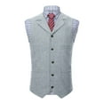 thumbnail image 1 of purcolt Men's Tweed Vintage Vest Western Herringbone Wool Slim Fit Waistcoat Retro V Neck Formal Suit Vest for Wedding Prom Groomsmen, 1 of 5