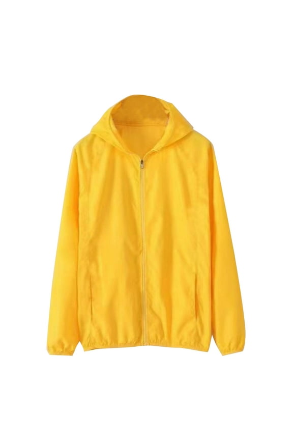 Men's UPF 50+ Light Rain Jacket Full Zip Sun Protection Hoodie Long Sleeve Thin Outdoor Hiking Fishing Casual Raincoat with Zip Pockets