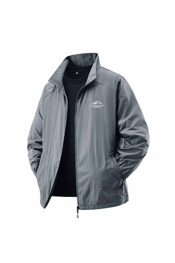 Men's UPF 50+ Sun Protection Jackets Lightweight Full Zip Stand Collar Long Sleeve Shirts Casual Outdoor Hiking Fishing Jackets with Zipper Pockets