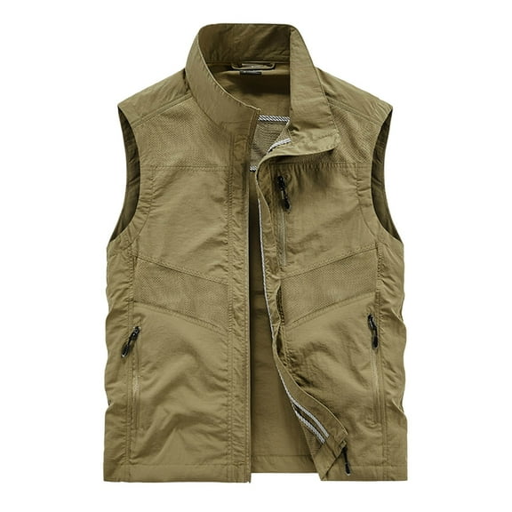 purcolt Men's Utility Fishing Vest Lightweight Quick Day Mesh Travel Cargo Vest Outdoor Hiking Work Photo Vests with Multi Pockets