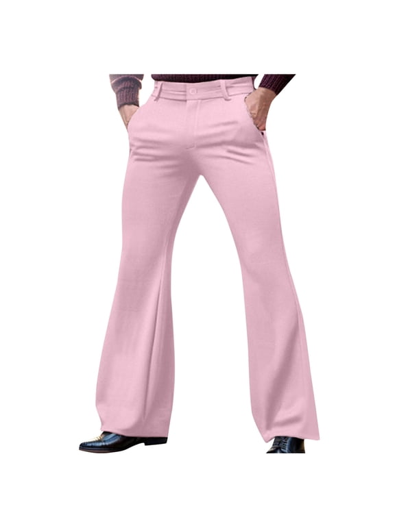 Men's Vintage 60s 70s Bell Bottom Pants Comfort Stretch Retro Flared Pants Disco Paty Club Outfits with Pockets