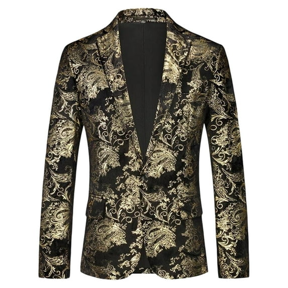 purcolt Men's Vintage 70s Floral Tuxedo Slim Fit Blazer Jacket One Button Shawl Lapel Dress Suit Jacket for Dinner Prom Party Wedding
