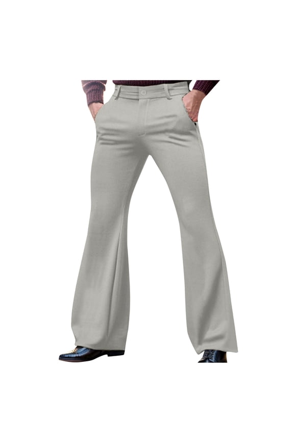 Men's Vintage 60s 70s Bell Bottom Pants Comfort Stretch Retro Flared Pants Disco Paty Club Outfits with Pockets