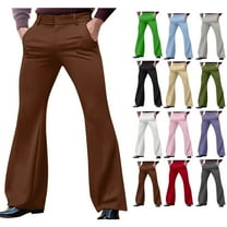 Purcolt Men's Vintage Flared Pants 60s 70s Bell Bottom Pants Comfort Stretch Disco Pants Outfits for Dancing Stage Performance