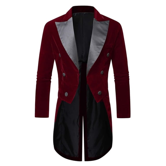 purcolt Men's Vintage Velvet Medieval Gothic Tailcoat Jacket Steampunk Renaissance Coat Frock Uniform Halloween Costume