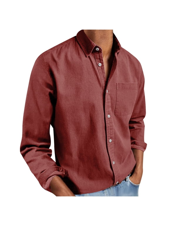 Mens Big and Tall Dress Shirts Stretch Long Sleeve Solid Button Down Shirts Casual Formal Business Work Shirts with Pocket
