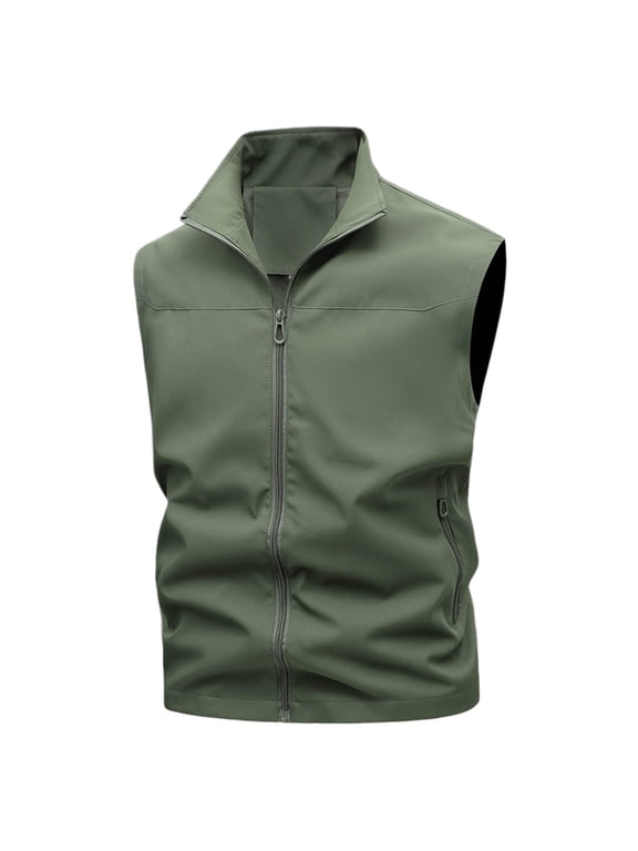 Mens Casual Lightweight Travel Vest Mesh Lined Zip Up Sleeveless Vest Outdoor Photographer Fishing Jackets Hiking with Pockets