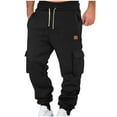 thumbnail image 1 of purcolt Mens Fleece Cargo Sweatpants Elastic High Waist Baggy Drawstring Workout Jogger Pants with 5 Pockets, 1 of 6