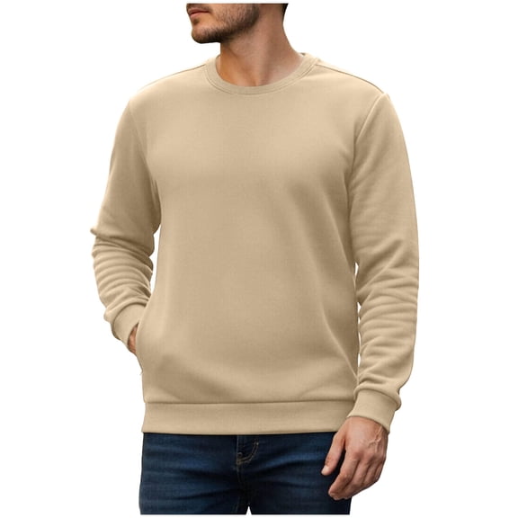 purcolt Mens Long Sleeve Shirts Soft Crew Neck Basic Tops Casual Comfortable Lightweight Pullover Sweatshirt