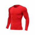 thumbnail image 1 of purcolt Mens Muscle Shirt Slim Fit Stretchy Crewneck Long Sleeve Tee Shirts Workout Tops for Athletic Hiking Running, 1 of 6