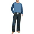 thumbnail image 1 of purcolt Mens Pajamas Set Color Block T-Shirt Comfy Pj Sets Long Sleeve 2-Piece Lounge Set Nightwear Plaid Sleepwear with Pockets, 1 of 7
