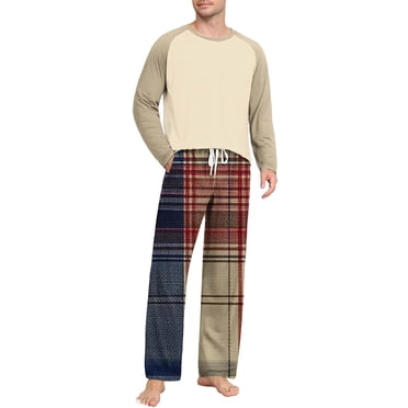 purcolt Men's Pajama Set Comfy Long Sleeve Top & Pajama Pants Color ...