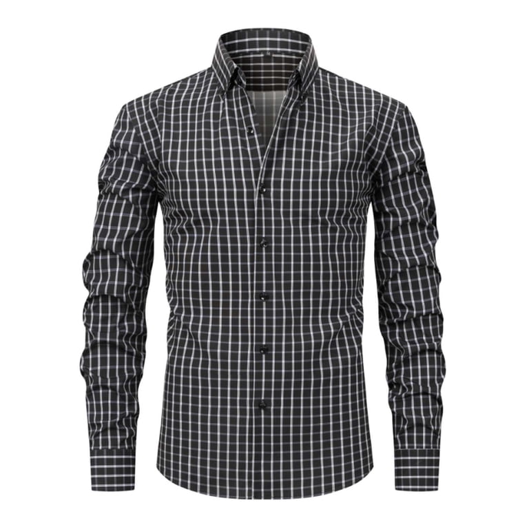 purcolt Mens Plaid Shirts Long Sleeve Lapel Button Down Shirts Stretch  Casual Dress Office Busines Shirts - Walmart.com