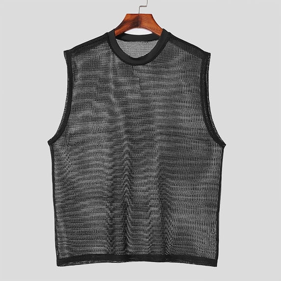 purcolt Mens Sheer Mesh Tank Tops Fishnet See Through Muscle Shirt Workout Fitness Tops Sexy Clubwear