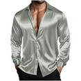 thumbnail image 1 of purcolt Mens Silk Satin Dress Shirts Long Sleeve Button Down Shirt Party Prom Wedding Shirt, 1 of 9