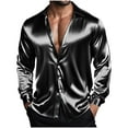 thumbnail image 1 of purcolt Mens Silk Satin Dress Shirts Long Sleeve Button Down Shirt Party Prom Wedding Shirt, 1 of 9