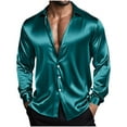 thumbnail image 1 of purcolt Mens Silk Satin Dress Shirts Long Sleeve Button Down Shirt Party Prom Wedding Shirt, 1 of 9