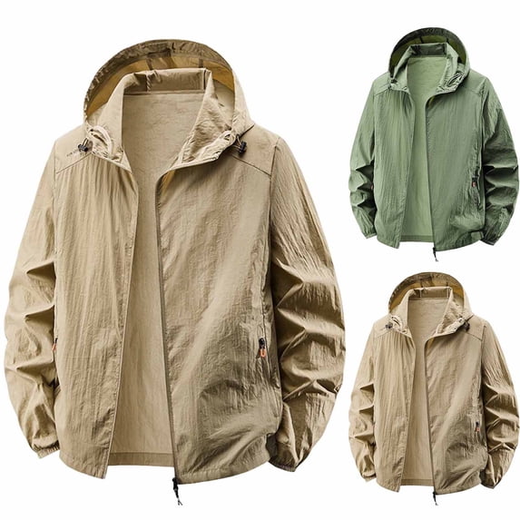 purcolt Mens Sun Protection Hoodie Jacket Full Zip Long Sleeve Quick Dry Breathable Lightweight Windbreaker Jackets for Athletic Hiking Traveling