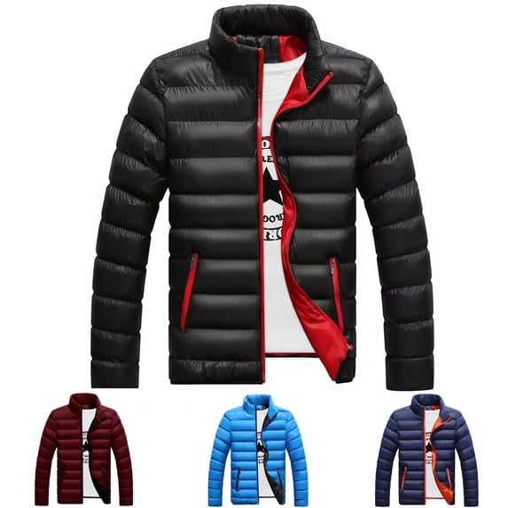 purcolt Mens and Big Mens Lightweight Warm Puffer Jacket Long Sleeve Thermal Down Jacket Casual Stand-Up Collar Winter Coat Outerwear