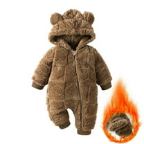 purcolt Newborn Baby Bear Bear Ear Snowsuit Girls Boys Infant One Piece Fleece Jumpsuits Hooded Romper Warm Coat Winter Clothes Outerwear