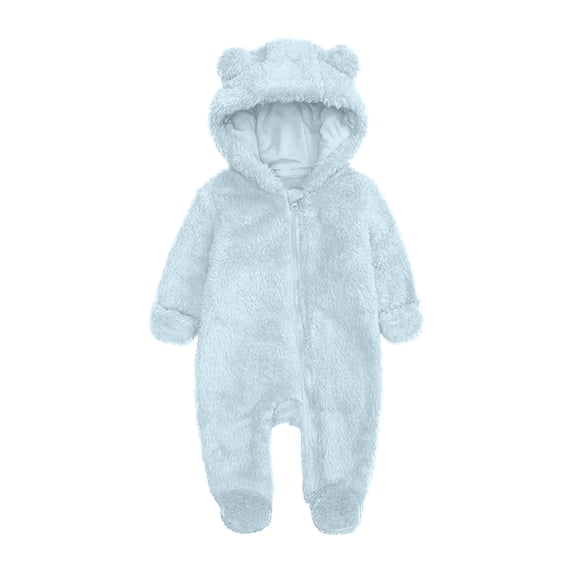 purcolt Newborn Baby Bear Snowsuit Onesie Outfit Warm Hooded Fleece Romper Footie Jumpsuit Infant Winter Coat for Girls Boys 0-12M