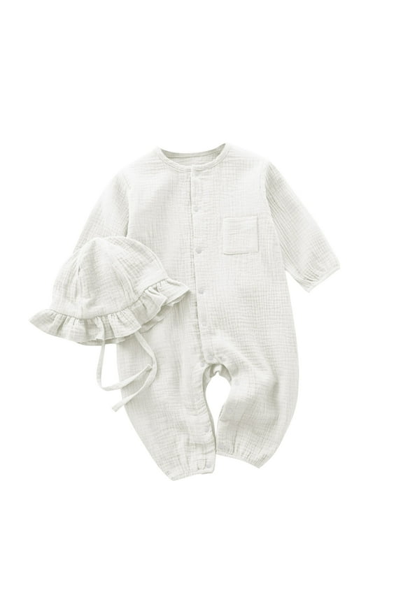 Newborn Baby Boy Girl Clothes Infant Long Sleeve Romper Jumpsuit with Hat Sets Coming Home Outfit Photoshoot Outfits