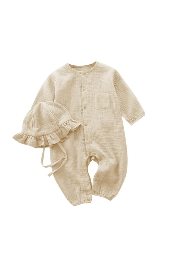 Newborn Baby Boy Girl Clothes Infant Long Sleeve Romper Jumpsuit with Hat Sets Coming Home Outfit Photoshoot Outfits