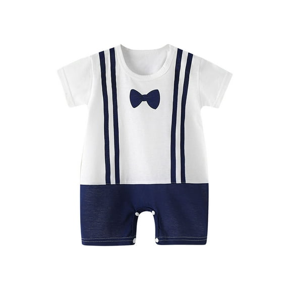 purcolt Newborn Baby Boys Gentleman Romper One Piece Short Sleeve Bowtie Outfit Formal Wear Tuxedo Suit