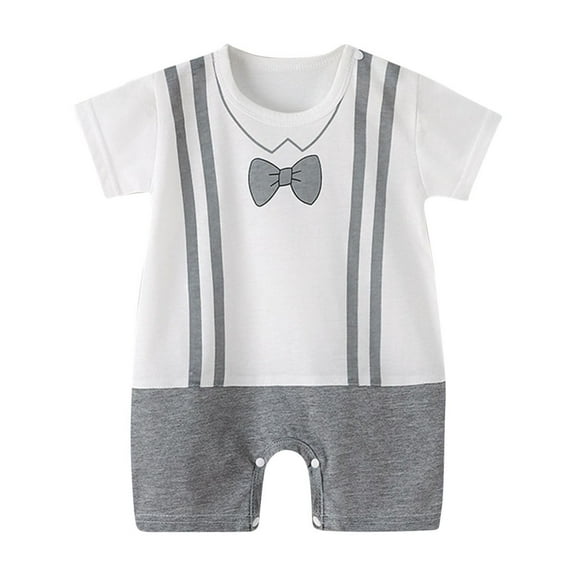 purcolt Newborn Baby Boys Gentleman Romper One Piece Short Sleeve Bowtie Outfit Formal Wear Tuxedo Suit