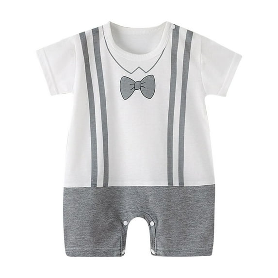 purcolt Newborn Baby Boys Gentleman Romper One Piece Short Sleeve Bowtie Outfit Formal Wear Tuxedo Suit