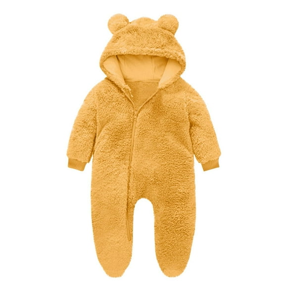 purcolt Newborn Baby Cute Bear Snowsuit Onesie Pajamas Warm Hooded Fleece Romper Footie Jumpsuit Outfits Infant Winter Coat for Girls Boys 0-12M