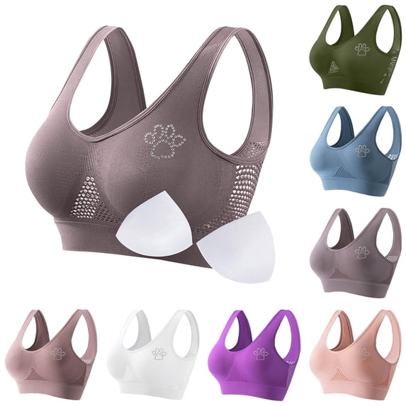 purcolt Plus Size Bras for Women Mesh Back Breathable No Underwire Full Coverage Everyday Bra Comfortable Wireless Padded Bras