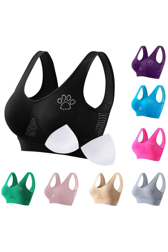 Plus Size Bras for Women Mesh Back Breathable No Underwire Full Coverage Everyday Bra Comfortable Wireless Padded Bras