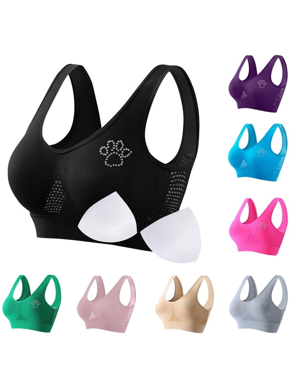 Plus Size Bras for Women Mesh Back Breathable No Underwire Full Coverage Everyday Bra Comfortable Wireless Padded Bras