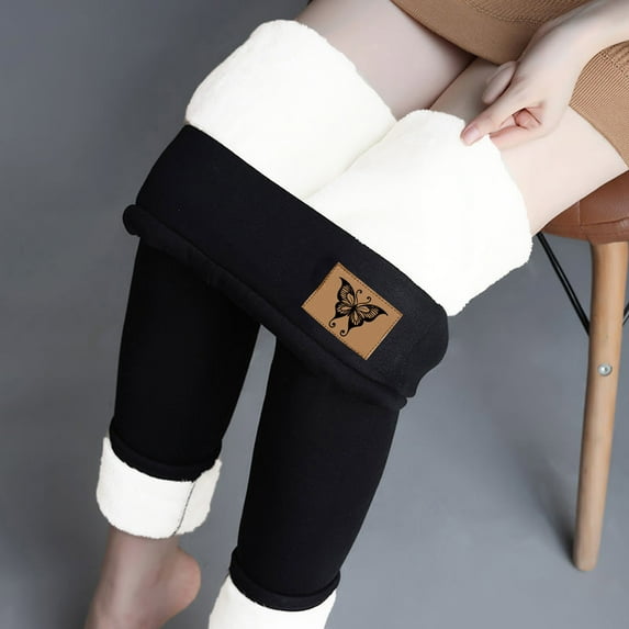 purcolt Plus Size Fleece Lined Leggings for Women Winter Thick Warm Leggings High Waist Tummy Control Workout Leggings Yoga Pants Stretch Print Full Length Thermal Leggings Winter Clothes Clearance