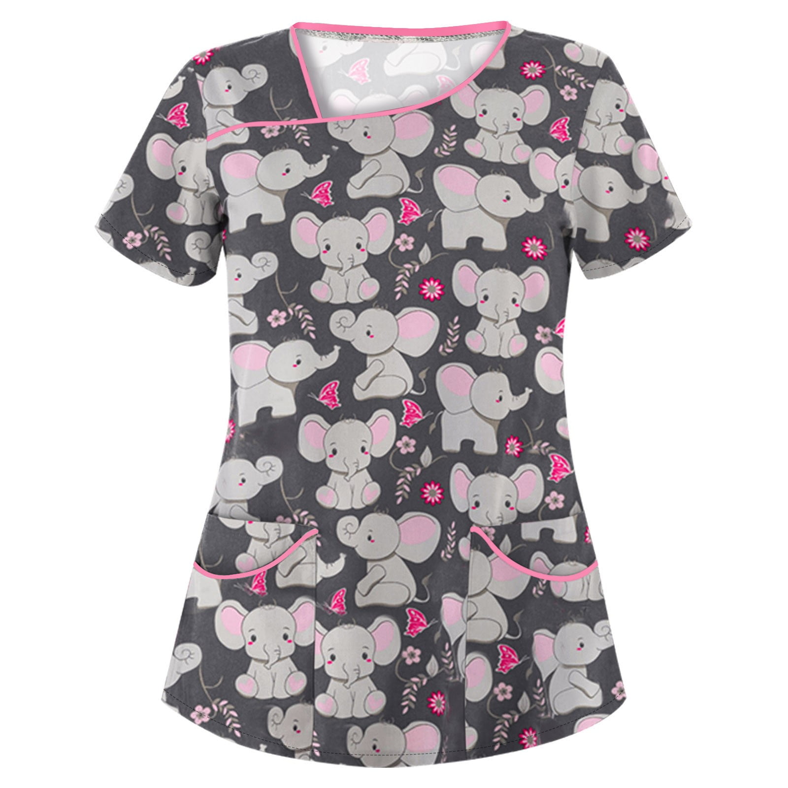 purcolt Plus Size Scrub Tops for Women, Women's Cute Print Scrubs