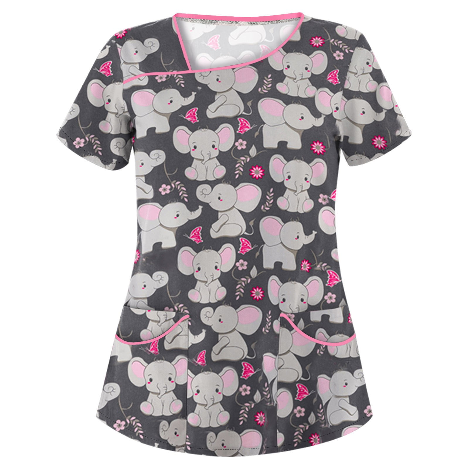 purcolt Plus Size Scrub Tops for Women, Women's Cute Print Scrubs ...