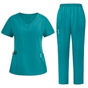 purcolt Scrubs for Women Set Stretch V-Neck Scrub Tops with Pockets Jogger Scrub Pant Solid Nurse Uniform