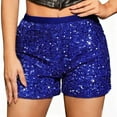 thumbnail image 1 of Purcolt Sequin Shorts for Women, Shiny High Waisted Elastic Straight Leg Hot Pants Sparkly Glitter Clubwear Party Rave Shorts, 1 of 8