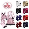 thumbnail image 1 of purcolt Silk Satin Pajamas for Women Set Long Sleeve Lounge Sets Soft 3 Piece Pj Sets Cami Top and Long Pants Lace Trim Robes Sleepwear Loungewear S-3XL, 1 of 6