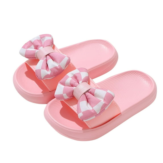 purcolt Toddler Girls Bow Summer Slippers Non-Slip Quick Dry Bathroom Shower Comfy Thick Sole Slides Slippers Summer Casual Beach Water Shoes for Indoor & Outdoor