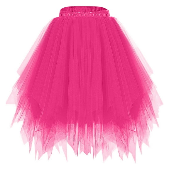 purcolt Tulle Skirts for Women 2 Layered High Low Asymmetrical Midi Length Elastic Waist Mesh Party Tutu Skirts