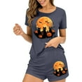 thumbnail image 1 of purcolt Two-Piece Women's Lounge Sets Pumpkin Graphic Short Pajamas Set Halloween Loungewear Holiday Outfits, 1 of 7
