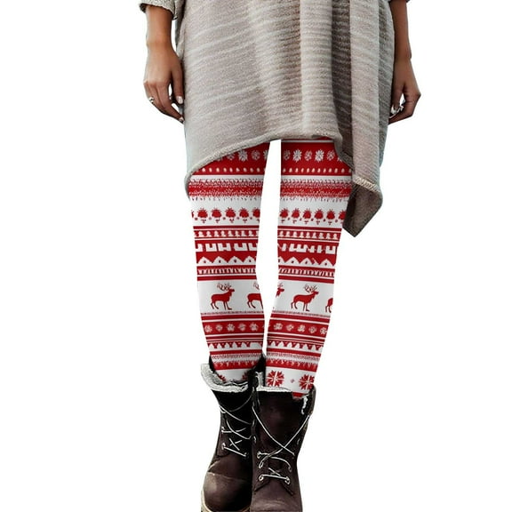 purcolt Ugly Christmas Leggings for Women No See Through High Waisted Buttery Soft Reindeer Printed Holiday Tights