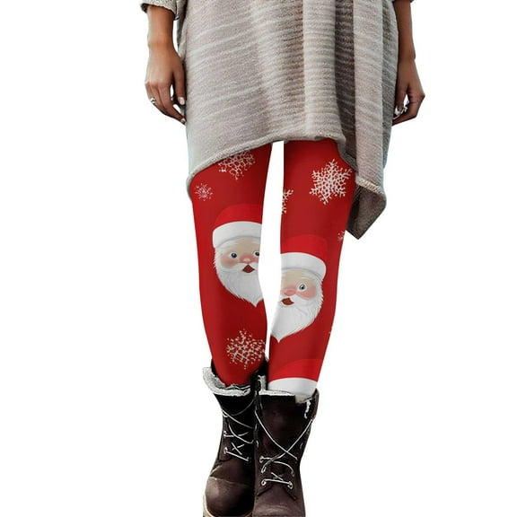 purcolt Ugly Christmas Leggings for Women Santa Snowman Print Xmas Holiday Leggings High Waisted Soft Comfy Stretchy Tight Pants