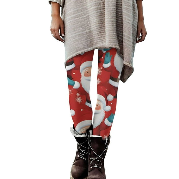 purcolt Ugly Christmas Leggings for Women Santa Snowman Print Xmas Holiday Leggings High Waisted Soft Comfy Stretchy Tight Pants