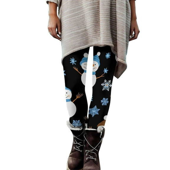 purcolt Ugly Christmas Leggings for Women Santa Snowman Print Xmas Holiday Leggings High Waisted Soft Comfy Stretchy Tight Pants